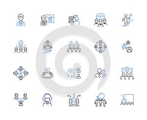 Workforce line icons collection. Labor, Staffing, Employment, Human Resources, Employees, Workload, Skills vector and