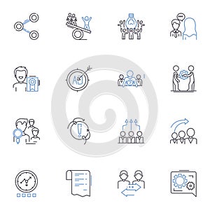 Workforce management line icons collection. Efficiency, Scheduling, Productivity, Staffing, Optimization, Workload