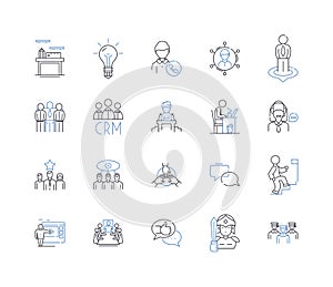 Workforce manpower line icons collection. Efficiency, Productivity, Technology, Skills, Talent, Diversity, Inclusion