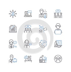 Workforce mechanism line icons collection. Productivity, Efficiency, Performance, Motivation, Engagement, Retention