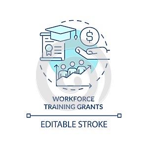 Workforce training grants turquoise concept icon