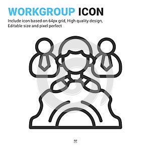 Workgroup icon vector with outline style isolated on white background. Vector illustration teamwork sign symbol icon concept for