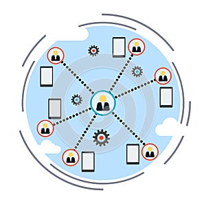 Workgroup, social network, co-working vector concept