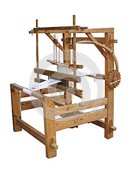 Working ancient loom