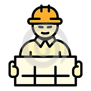 Working architect icon, outline style