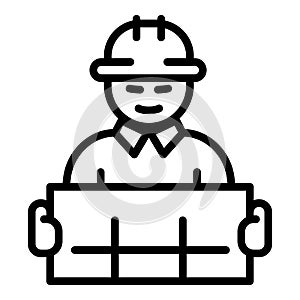 Working architect icon, outline style