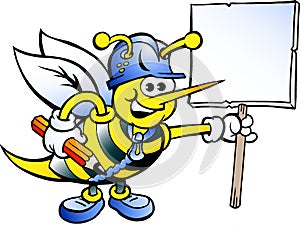 Working Bee Holding a Sign