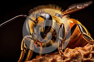 Working bee on honeycomb cells