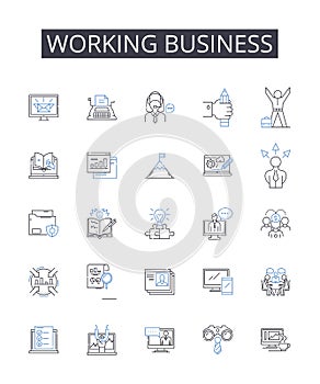 Working business line icons collection. Move, Transfer, Relocate, Migration, Shift, Change, Remodeling vector and linear