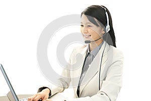 Working call center operator