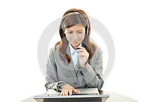 Working call center operator