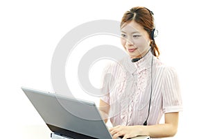 Working call center operator