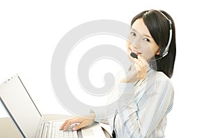 Working call center operator