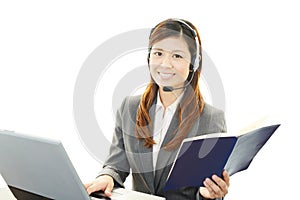 Working call center operator