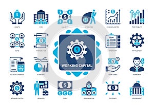 Working Capital solid icon set