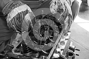 Working on a car motor