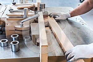 Working in a carpentry industry.