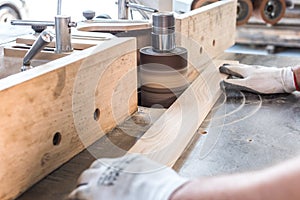 Working in a carpentry industry.