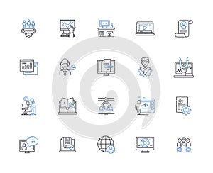 Working class line icons collection. Labour, Blue-collar, Hardworking, Struggle, Diligence, Perseverance, Grit vector