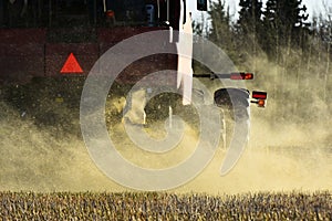 Working Combine Harvester