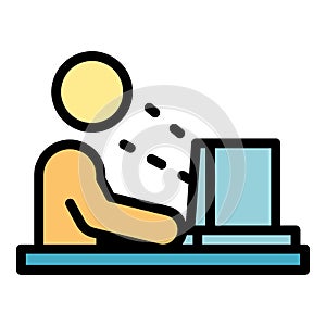 Working computer icon color outline vector