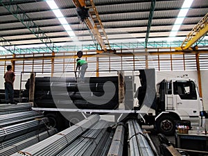 Working with Crane over head in Steel warehouse