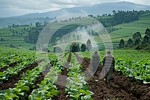 working with crops at the field agriculture