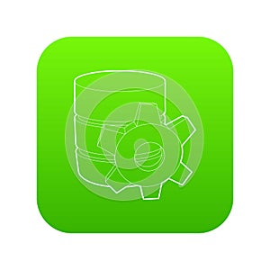 Working database icon green vector