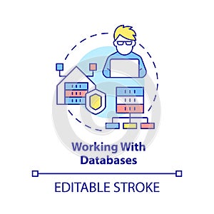 Working with databases concept icon
