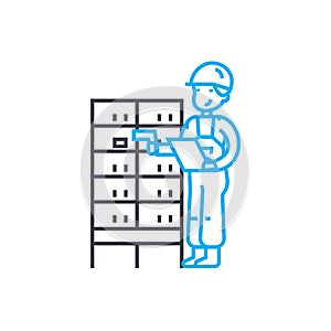 Working documentation engineer linear icon concept. Working documentation engineer line vector sign, symbol