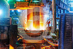 Electroarc furnace at metallurgical plant photo