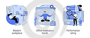 Working environment and productivity abstract concept vector illustrations.