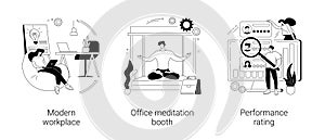 Working environment and productivity abstract concept vector illustrations.