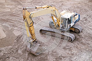 Working Excavator from Above