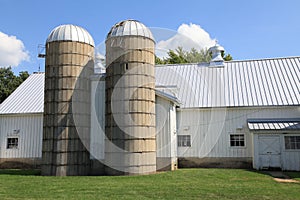 Working farm with twin silos