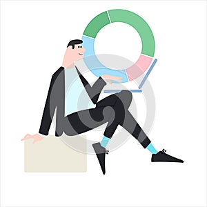 Working on financial markets concept. Portfolio management process. Vector illustration in flat style