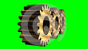 Working gearwheels - green screen effect