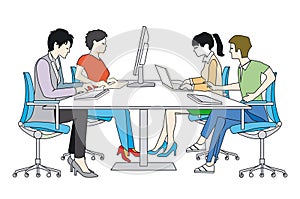 a working group of people illustration