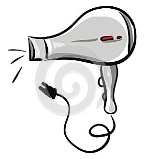 Working hair dryer, vector or color illustration