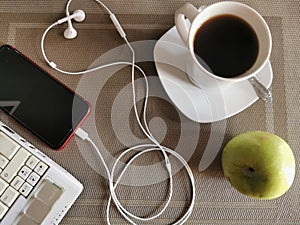 Working and having breakfast from home