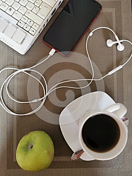 Working and having breakfast from home