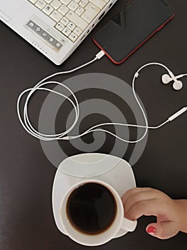 Working and having breakfast from home