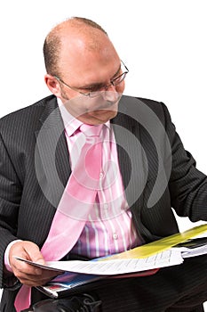 Working on his papers