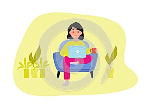 Working at home, coworking space, concept illustrationrs