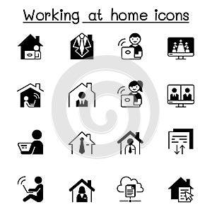 Working from home icon set vector illustration graphic design