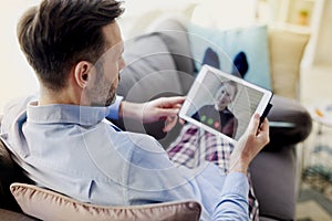 Working at home during a video conference