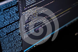 Working hours programming. The programmer prints new lines of HTML