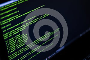Working hours programming. The programmer prints new lines of HTML