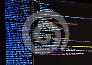 Working hours programming. The programmer prints new lines of HTML