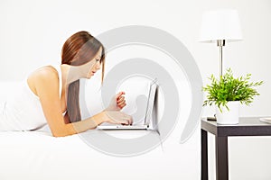 Working on laptop at home